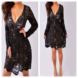 Xhilaration Black Lace Long Sleeve Dress